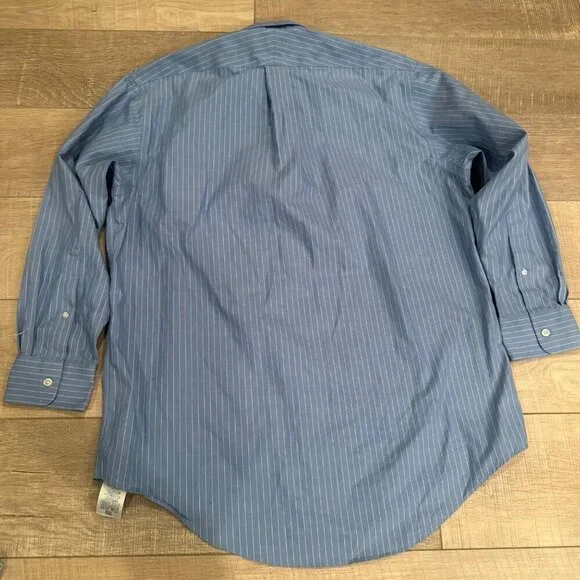 LANDS END MENS 16-32 NO IRON PINPOINT OXFORD LONG SLEEVE SHIRT BUTTON UP - Picture 7 of 8